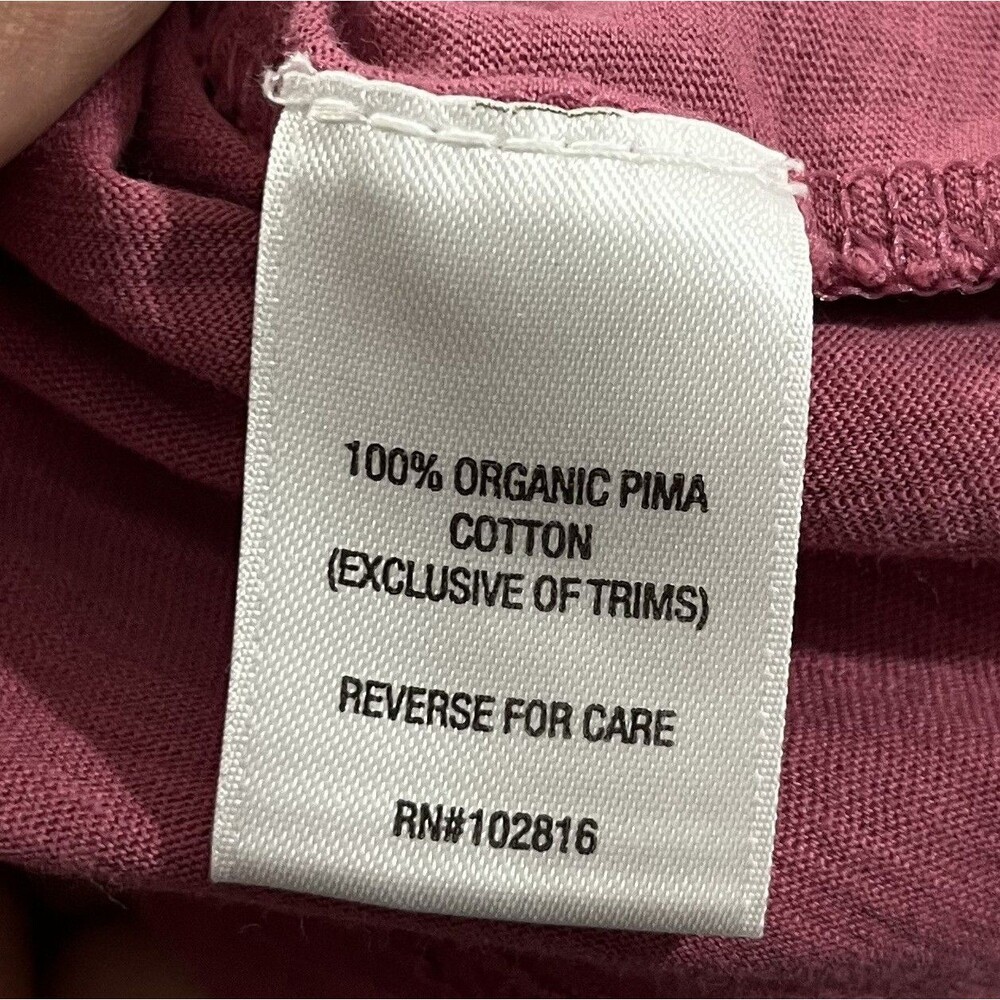 Garnet Hill Top Pink Soft Organic Cotton Blend Long Sleeve Pocket Crew Tee Sz M - Picture 8 of 9